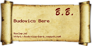 Budovics Bere névjegykártya